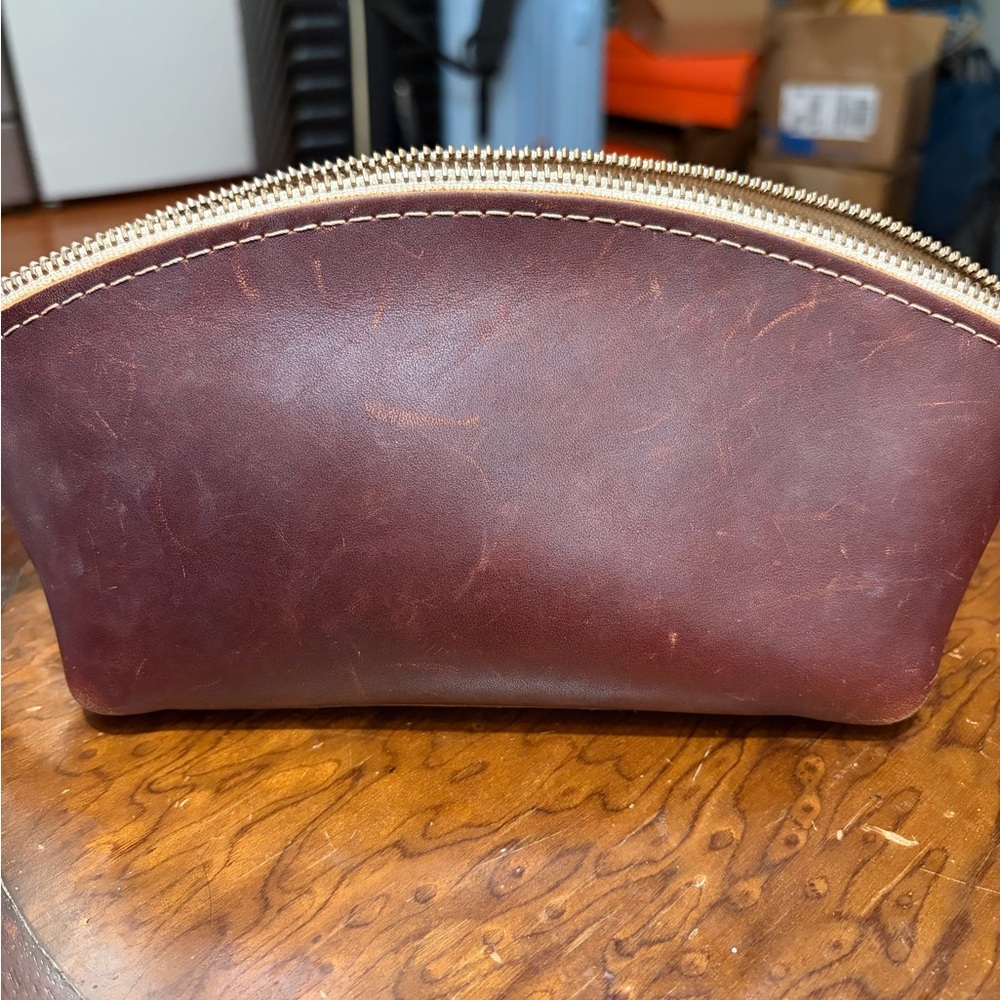 Portland Leather Cognac Eclipse Make Up Bag